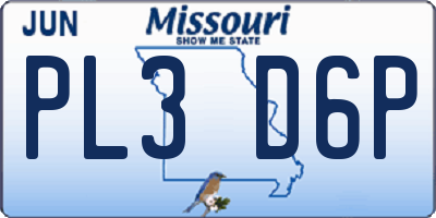 MO license plate PL3D6P