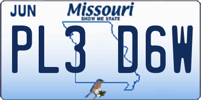 MO license plate PL3D6W