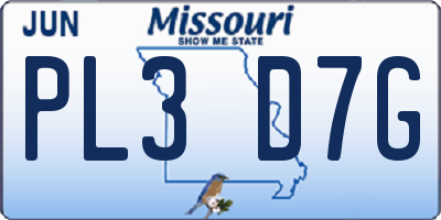 MO license plate PL3D7G