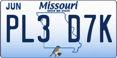 MO license plate PL3D7K