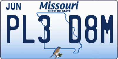 MO license plate PL3D8M