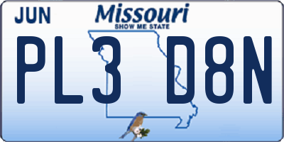 MO license plate PL3D8N