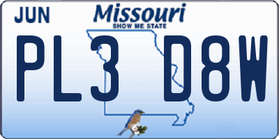 MO license plate PL3D8W