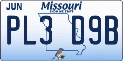 MO license plate PL3D9B