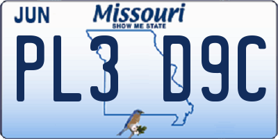 MO license plate PL3D9C