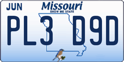 MO license plate PL3D9D