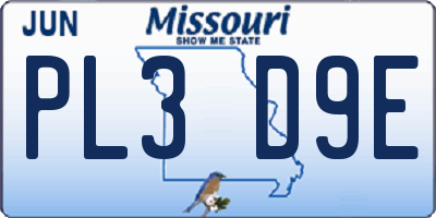 MO license plate PL3D9E