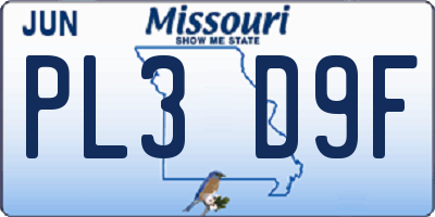 MO license plate PL3D9F