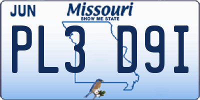MO license plate PL3D9I