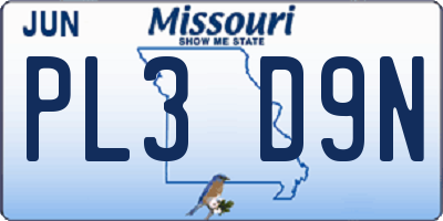 MO license plate PL3D9N
