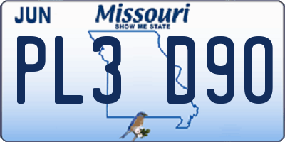 MO license plate PL3D9O