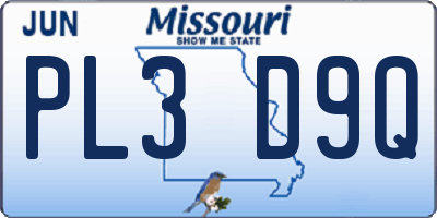 MO license plate PL3D9Q
