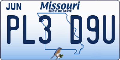 MO license plate PL3D9U