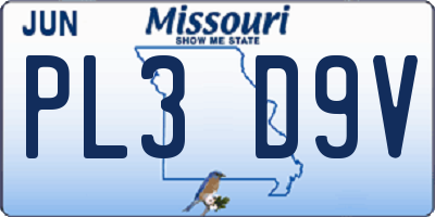MO license plate PL3D9V