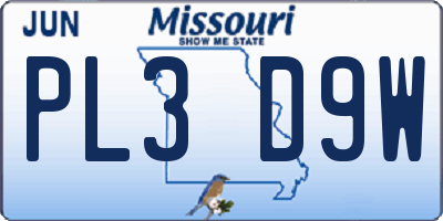 MO license plate PL3D9W