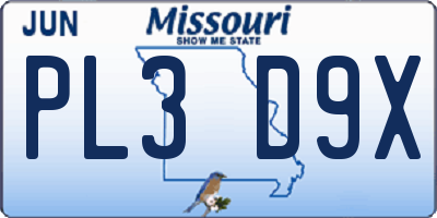 MO license plate PL3D9X