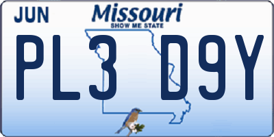 MO license plate PL3D9Y