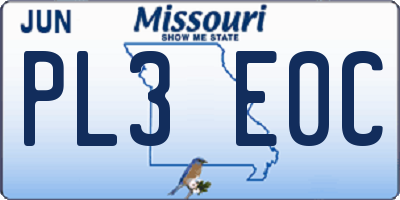 MO license plate PL3E0C