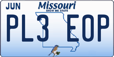 MO license plate PL3E0P