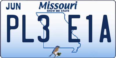 MO license plate PL3E1A