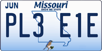 MO license plate PL3E1E