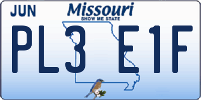 MO license plate PL3E1F