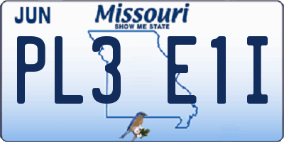 MO license plate PL3E1I