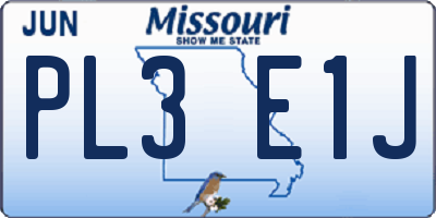 MO license plate PL3E1J