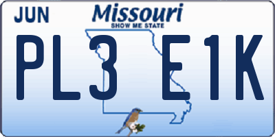 MO license plate PL3E1K