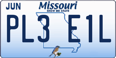 MO license plate PL3E1L