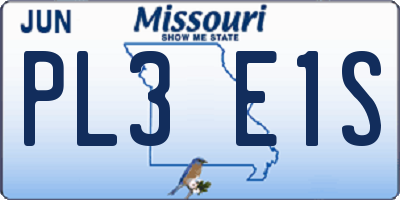 MO license plate PL3E1S
