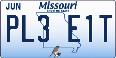 MO license plate PL3E1T