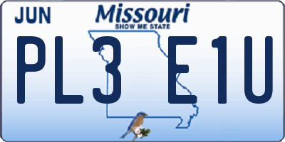 MO license plate PL3E1U