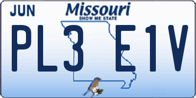 MO license plate PL3E1V