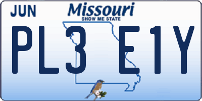 MO license plate PL3E1Y