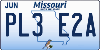 MO license plate PL3E2A