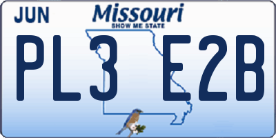 MO license plate PL3E2B