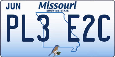 MO license plate PL3E2C