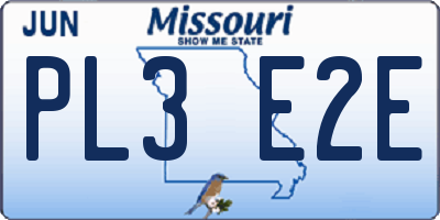 MO license plate PL3E2E