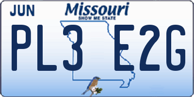 MO license plate PL3E2G
