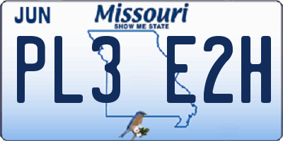 MO license plate PL3E2H