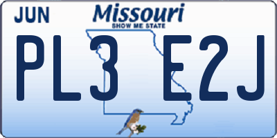 MO license plate PL3E2J