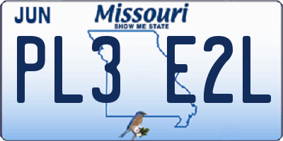 MO license plate PL3E2L