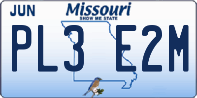 MO license plate PL3E2M