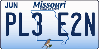 MO license plate PL3E2N