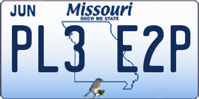 MO license plate PL3E2P