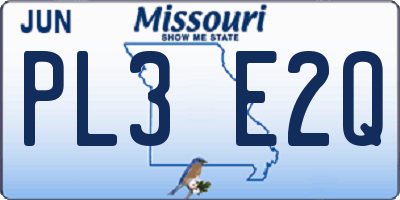 MO license plate PL3E2Q