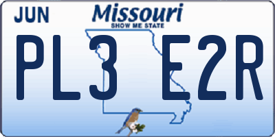 MO license plate PL3E2R