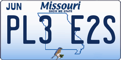 MO license plate PL3E2S