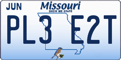 MO license plate PL3E2T